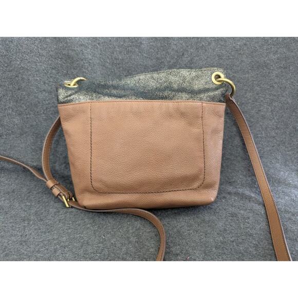 Fossil Keely Womens Handbag Brown Black Glitter Leather Top Handle Crossbody Bag - Picture 5 of 12